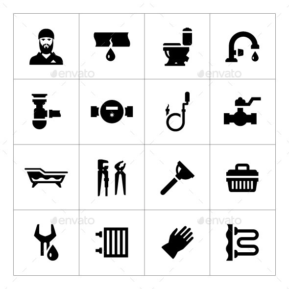 Set Icons of Plumbing - Man-made objects Objects