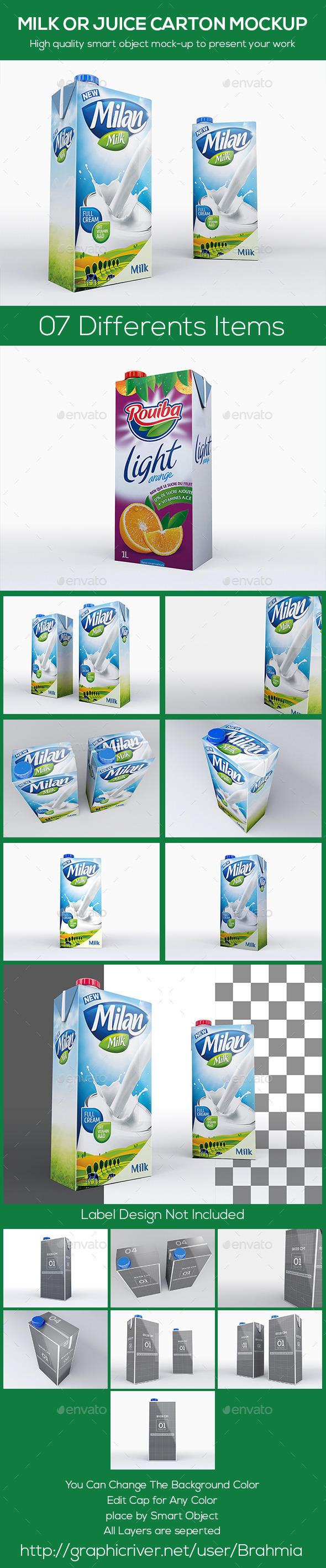 Milk or Juice Carton Mockup - Food and Drink Packaging