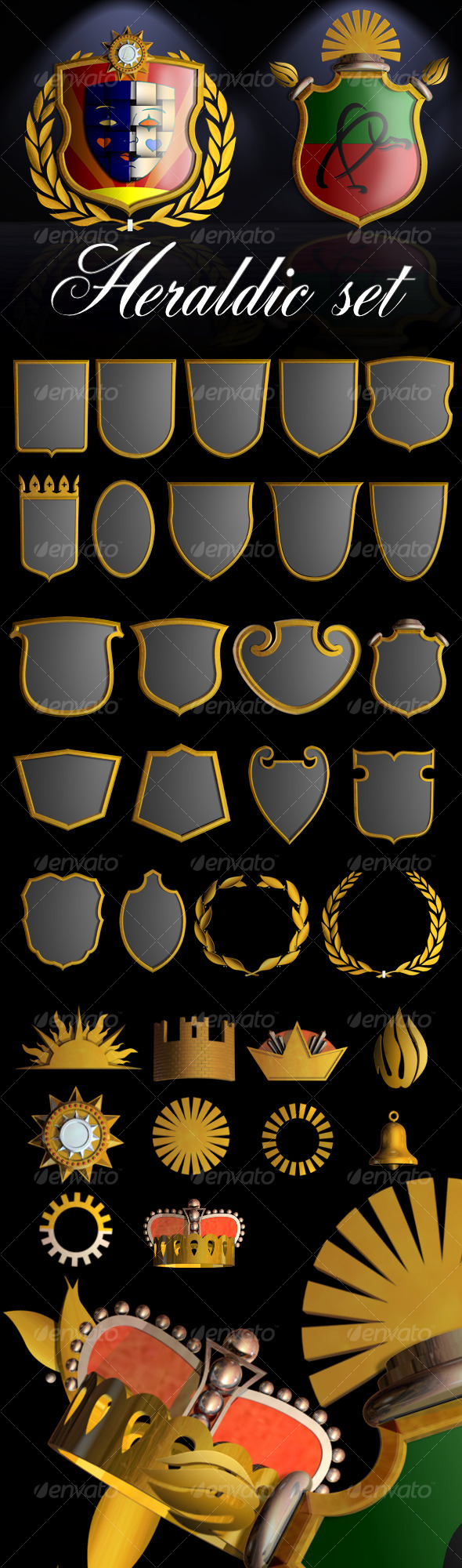 Heraldic Set I - Objects 3D Renders