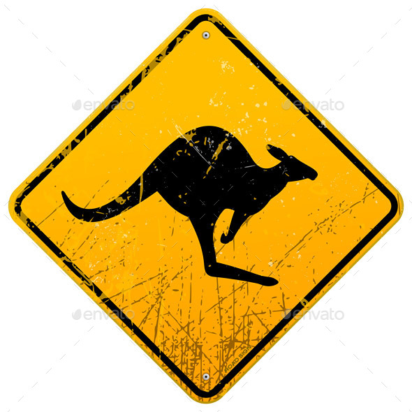 Kangaroo Vintage Sign - Animals Characters
