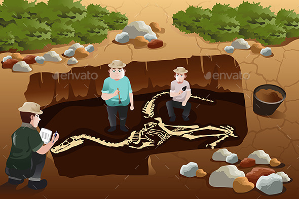 Men Dscovering Dinosaurs Fossils - People Characters