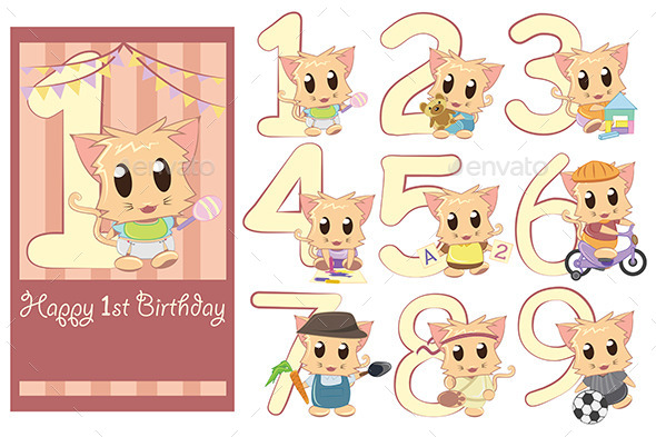 Kids Birthday Template - Decorative Vectors