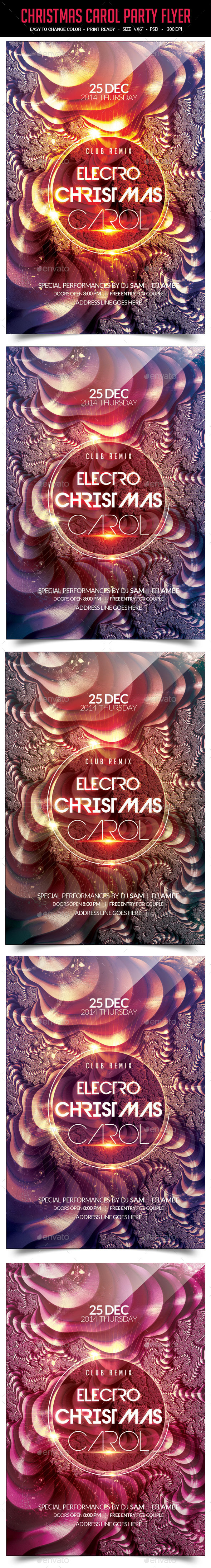 Electro Christmas Carol Party Flyer - Clubs & Parties Events