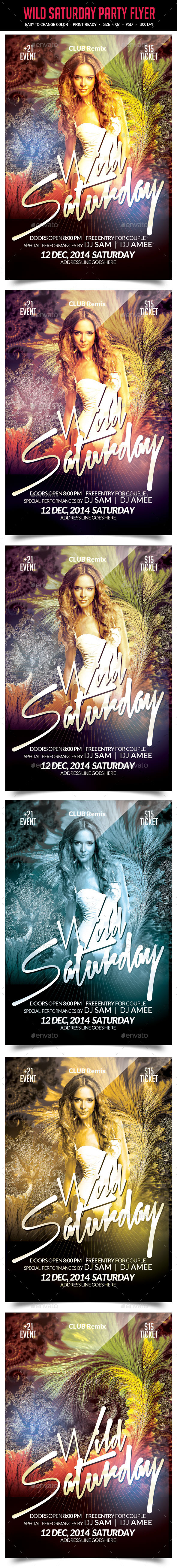 Wild Saturday Party Flyer - Clubs & Parties Events