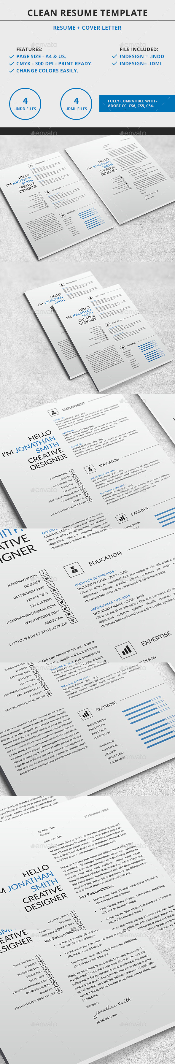 Clean Resume Template - Resumes Stationery