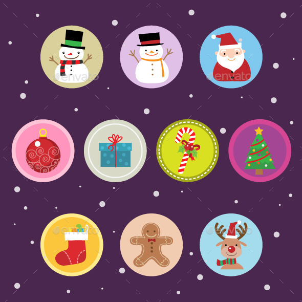 10 Flat Christmas Icons vol 2 - Seasonal Icons