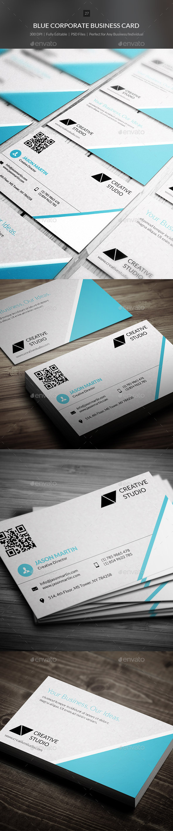 Blue Corporate Business Card - 27 - Corporate Business Cards