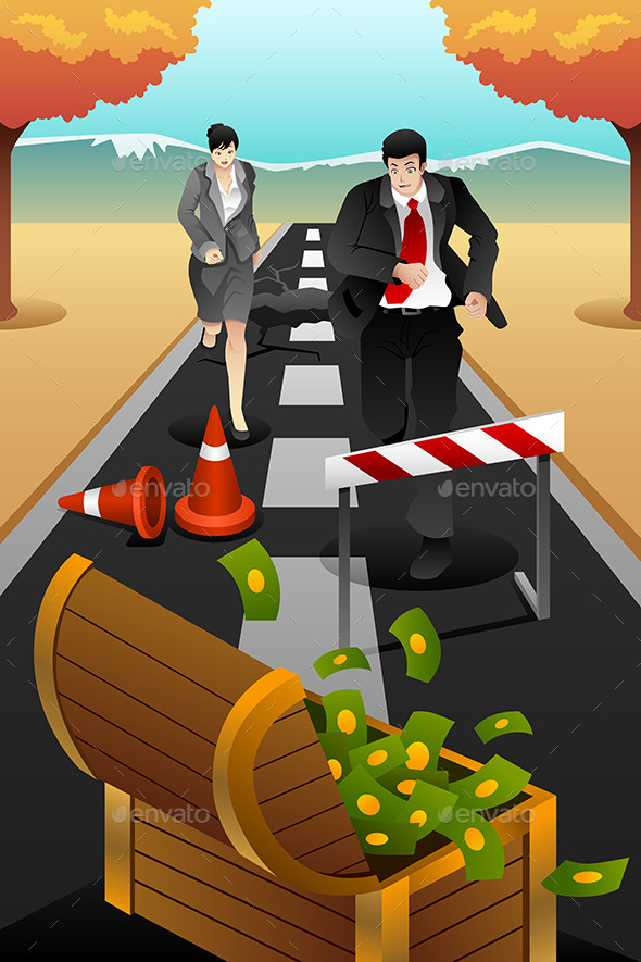 Business People Running on the Road - Concepts Business
