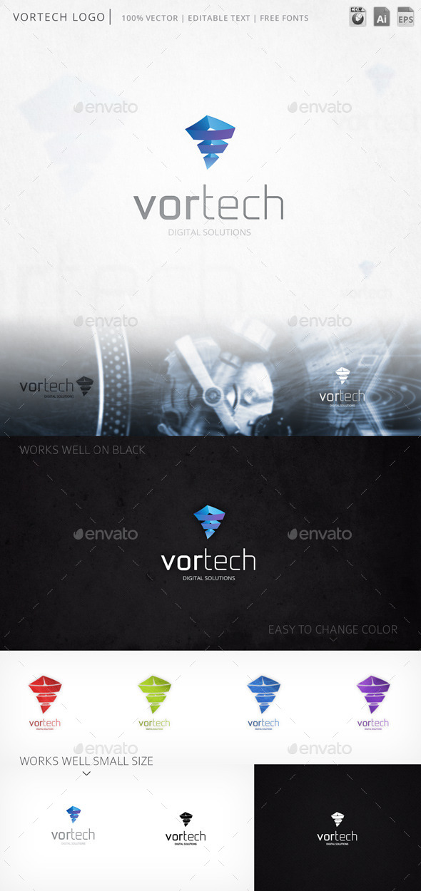 Vortech Abstract Pyramidal Logo Template - Abstract Logo Templates