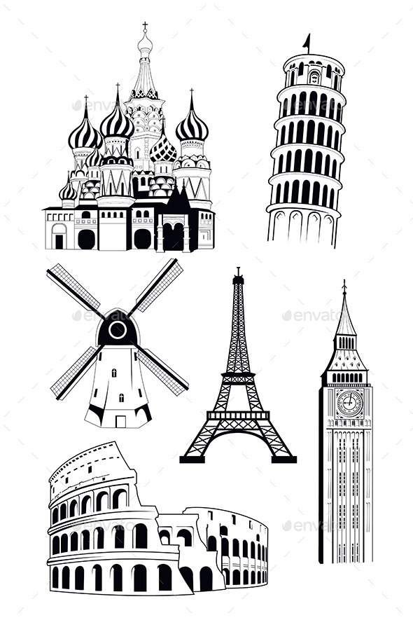 European Travel Destinations - Buildings Objects