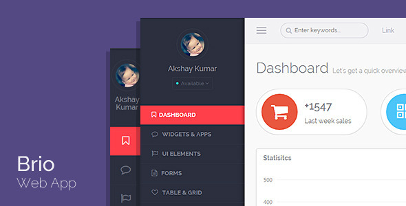 Wonderful Brio Web App - Bootstrap Admin Template Dashboard