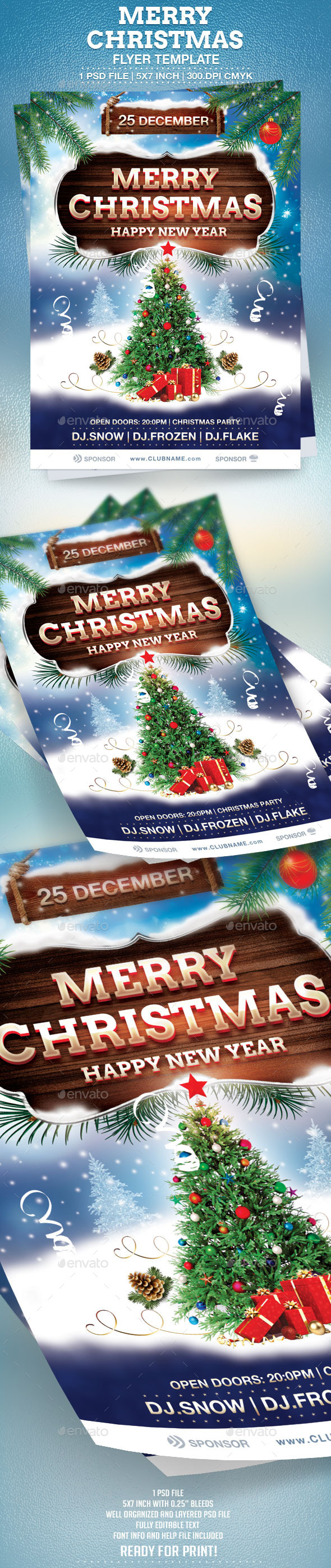 Merry Christmas Flyer Template - Holidays Events