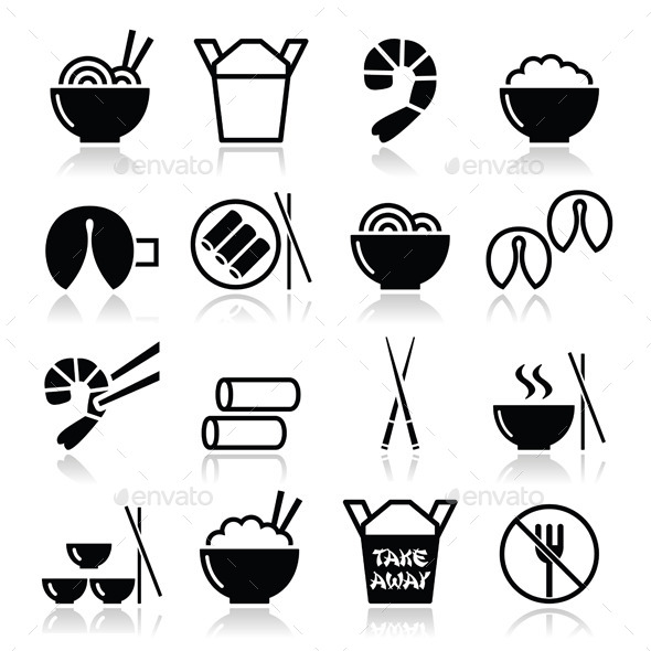 Chinese Take Away Food Icons - Food Objects