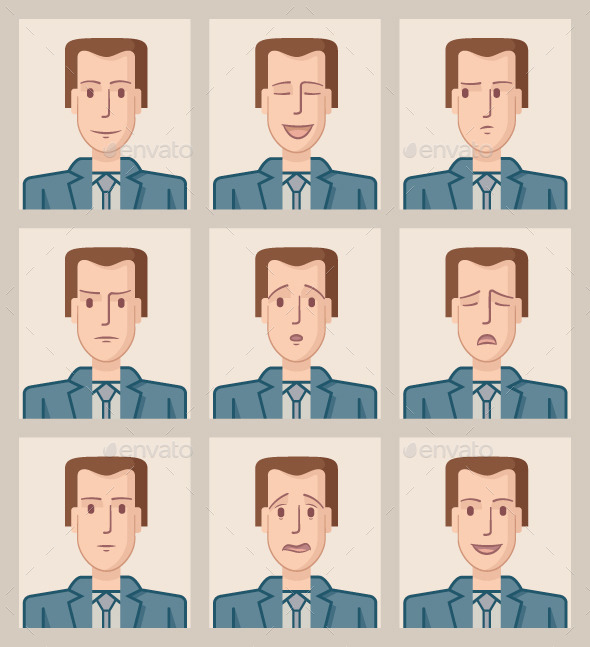 Facial Expressions of a Businessman - People Characters
