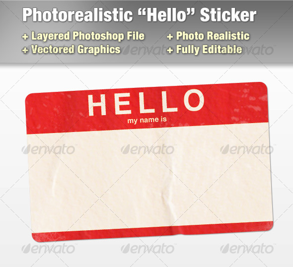 Layered Photorealistic "Hello" Sticker - Objects Illustrations