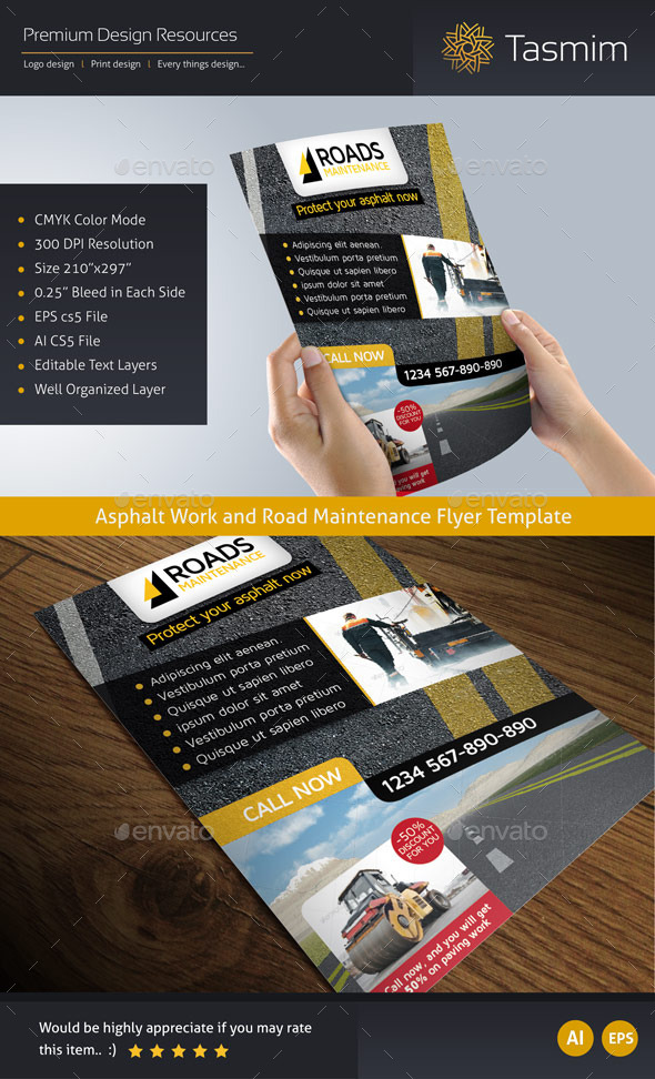Road Maintenance Flyer Template - Corporate Flyers