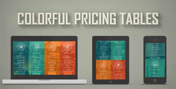 Colorful Pricing Tables - CodeCanyon 9657315