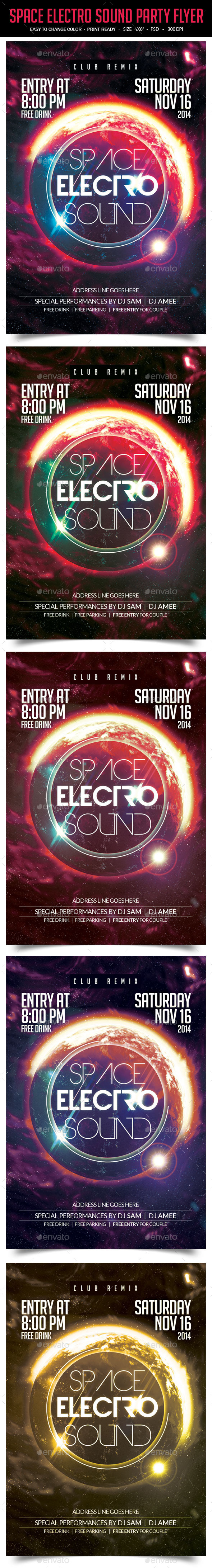 Space Electro Sound Party Flyer - Clubs & Parties Events
