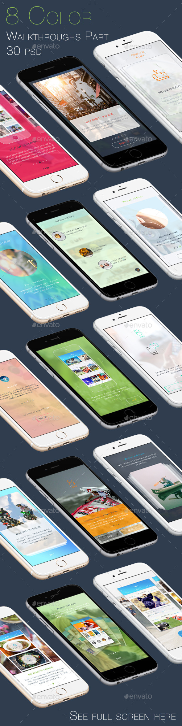 8 Color Walkthroughs Part - Mobile UI Kit - User Interfaces Web Elements