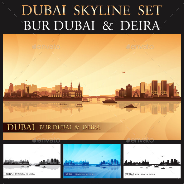 Dubai Deira and Bur Dubai Skyline Set - Buildings Objects
