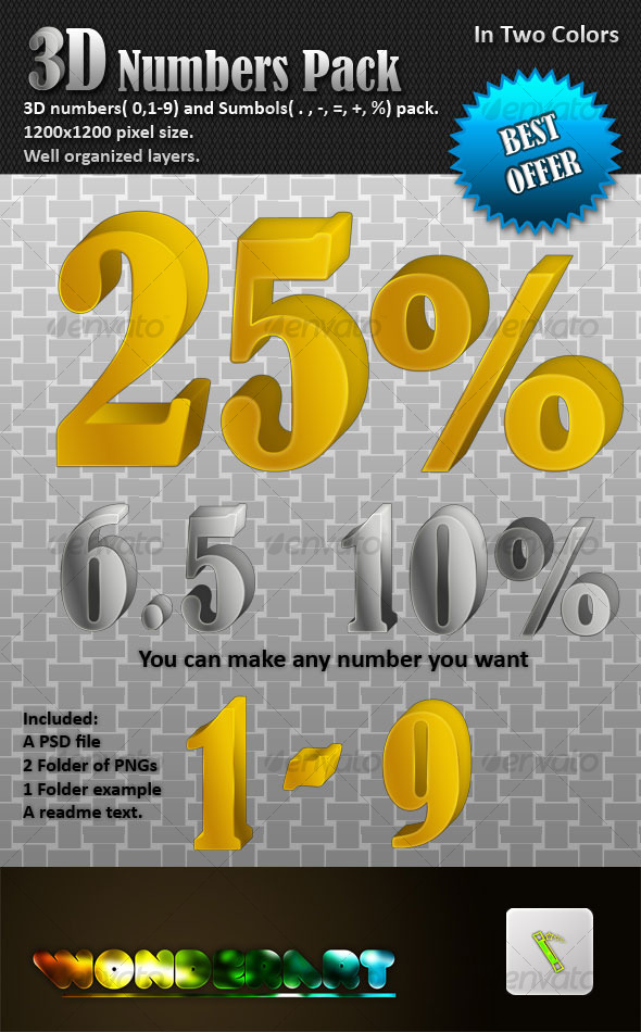 3D Numbers pack - Miscellaneous 3D Renders