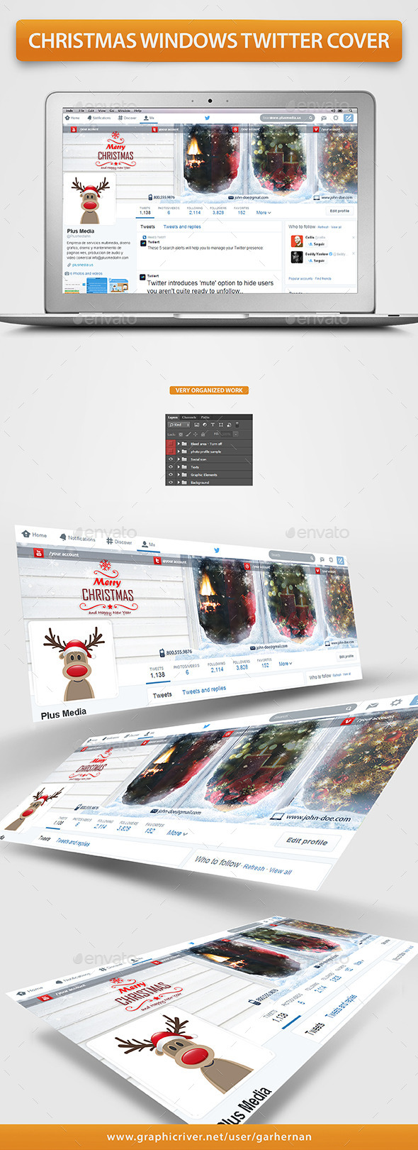Christmas Windows Twitter Profile Cover - Twitter Social Media
