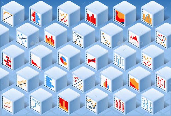 Isometric Stats Element Cube Set - Business Conceptual