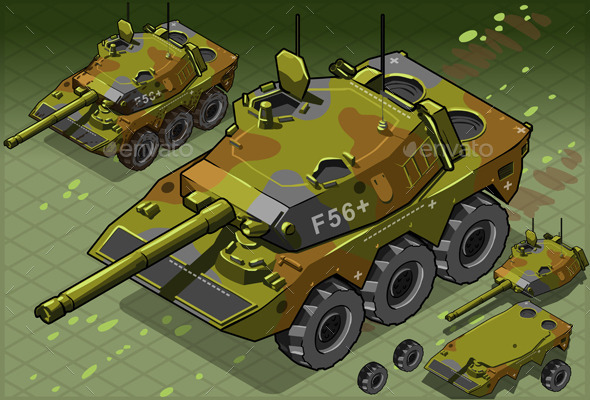 Isometric Tank Two Version - Objects Vectors