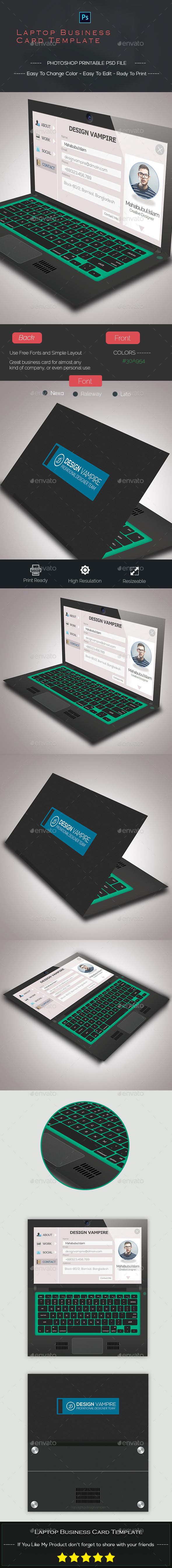 Laptop Business Card Template - Creative Business Cards