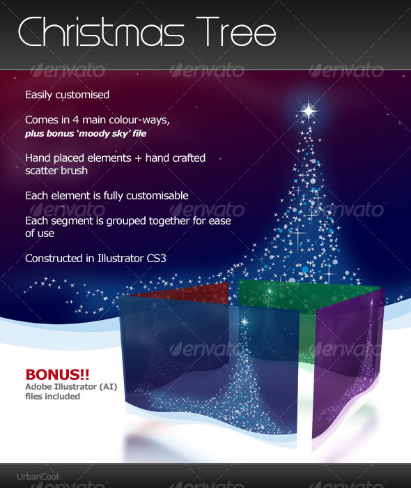 Christmas Tree Landscape - Backgrounds Decorative