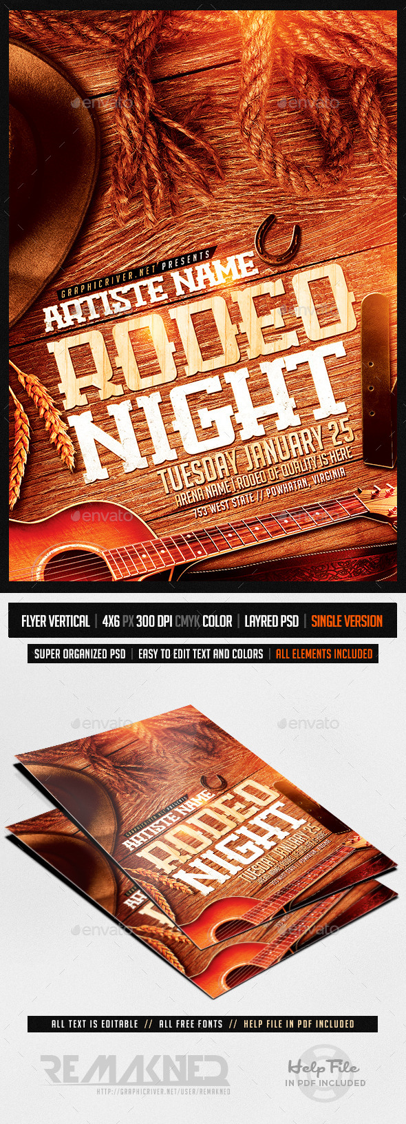 Rodeo Night | Flyer Template PSD - Events Flyers