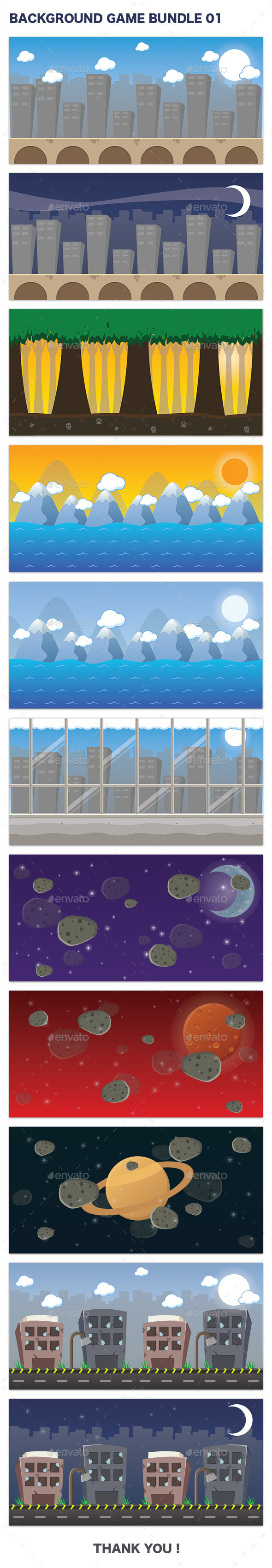 Background Game Bundle 01 - Backgrounds Game Assets