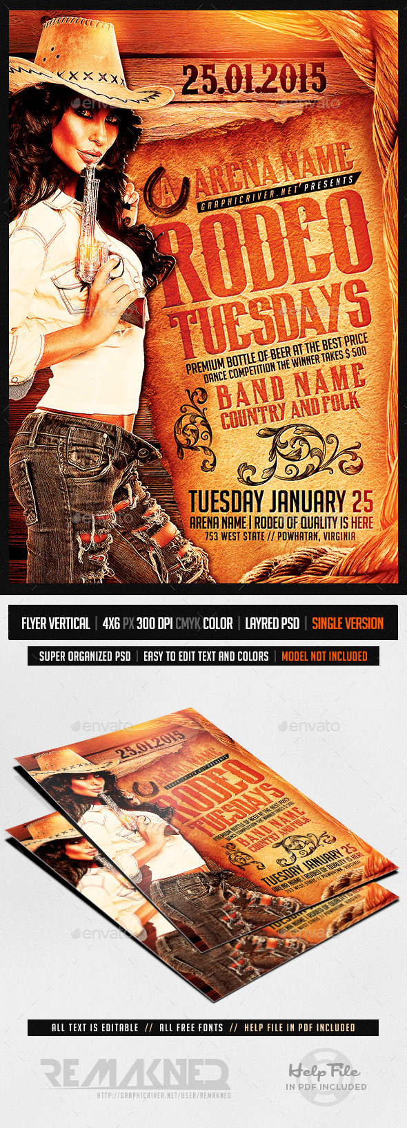 Rodeo Tuesdays | Flyer Template PSD - Events Flyers