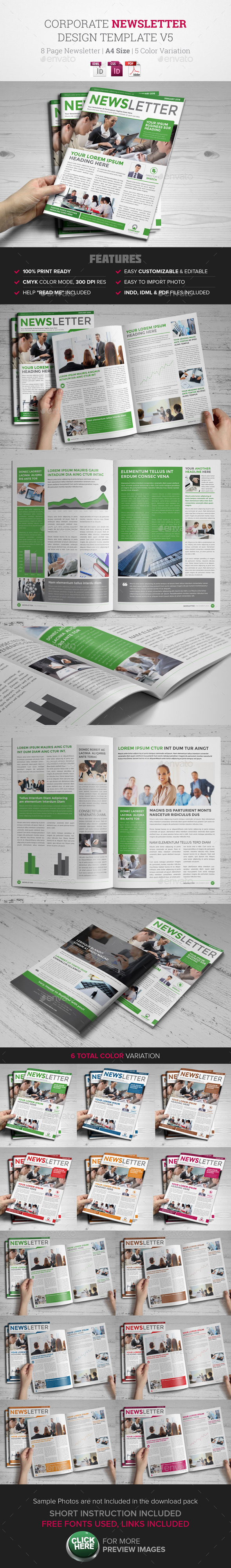 Newsletter Indesign Template v5 - Newsletters Print Templates