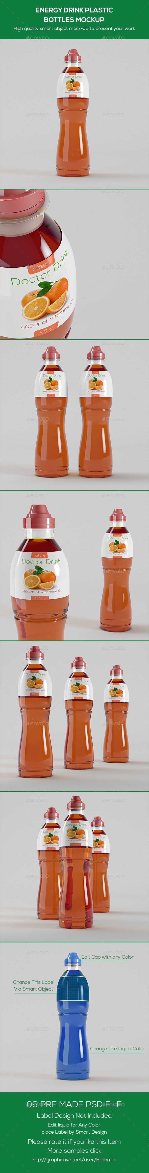 Download Energy Drink Plastic Bottles Mockup by Brahmia | GraphicRiver