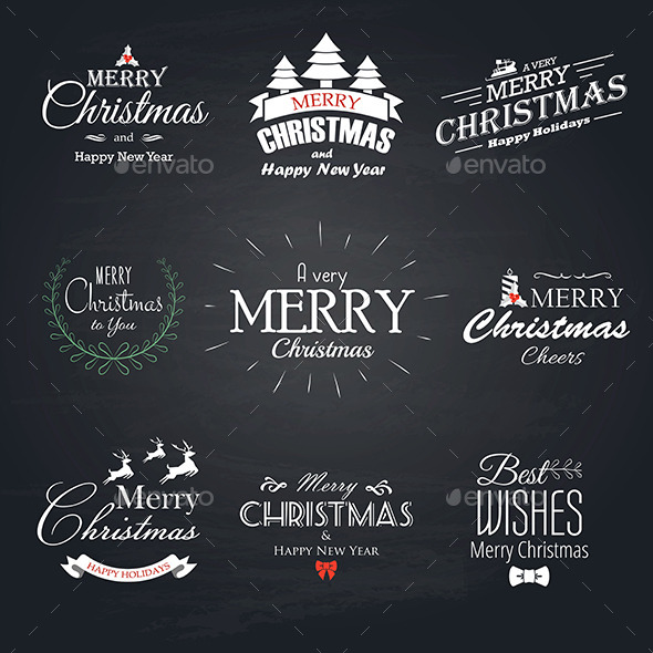 Christmas Labels Set - New Year Seasons/Holidays