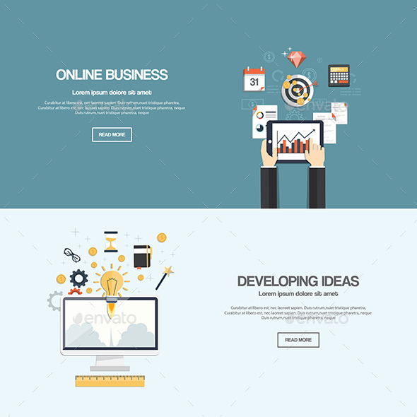 Flat Designed Banners - Business Conceptual