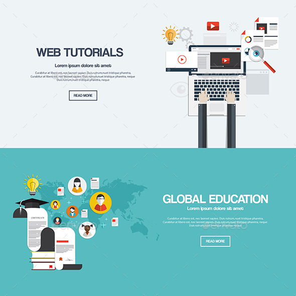 Flat Designed Banners - Technology Conceptual