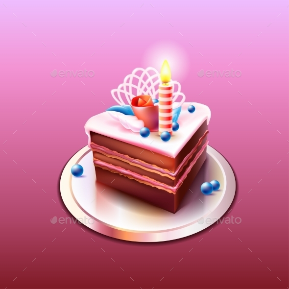 Chocolate Cake with Candle - Birthdays Seasons/Holidays