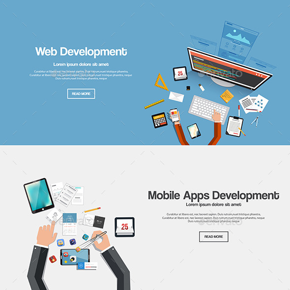 Flat Designed Banners - Technology Conceptual