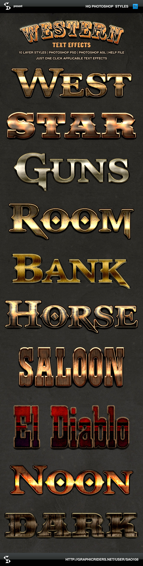 Wild West Style Text Effects - Western Styles - Text Effects Styles