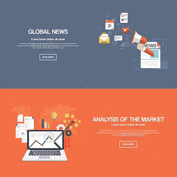 Flat Designed Banners - Business Conceptual