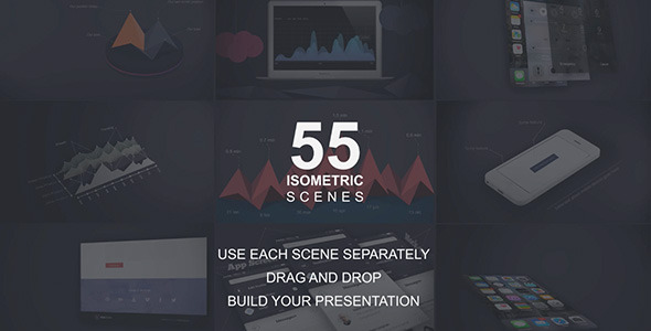 55 Isometric Scenes Pack l Infographics, Mock-ups