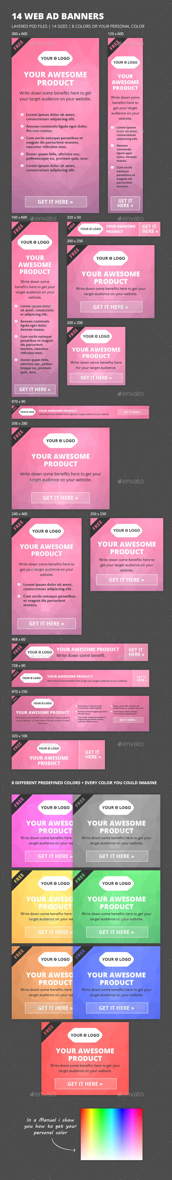 Web Ad Banners in 14 sizes - Banners & Ads Web Elements