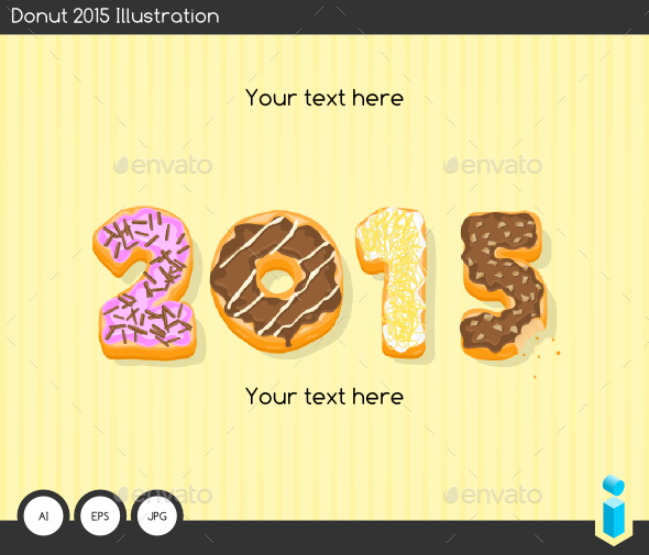 Donut 2015 Text Illustration - New Year Seasons/Holidays