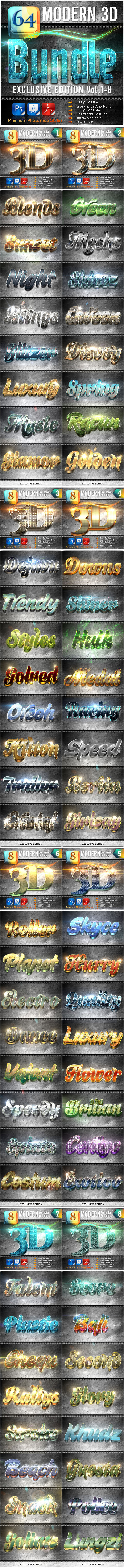 64 Modern 3D Exclusive Edition Bundle - Text Effects Styles