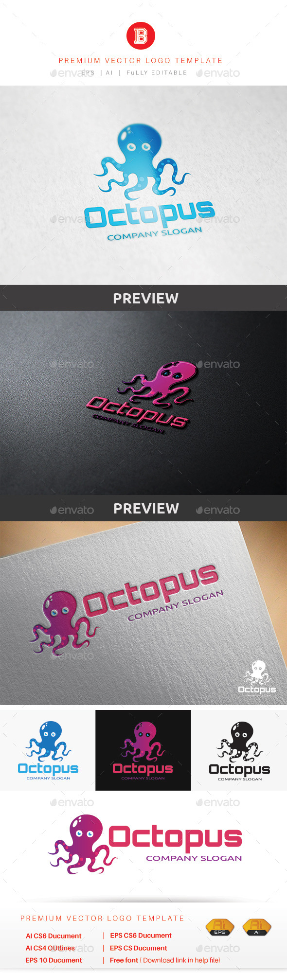 Octopus Logo - Animals Logo Templates