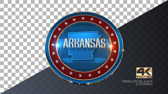Arkansas United States of America State Map with Flag 4K