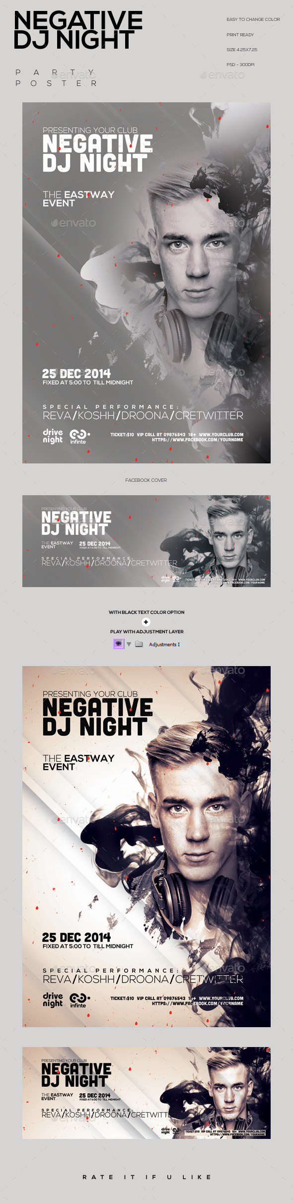 Negative Dj Night Party Flyer - Clubs & Parties Events