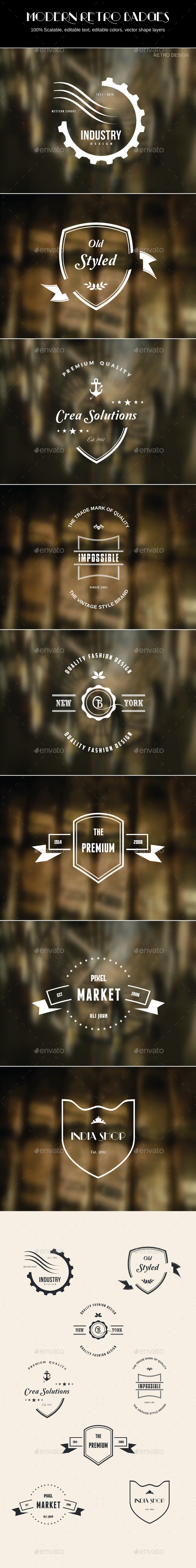 Modern Retro Badges - Badges & Stickers Web Elements